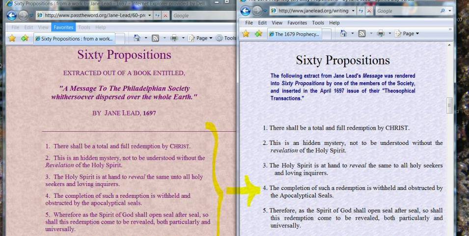 60 Propositions-1679 Prophecy page comparison